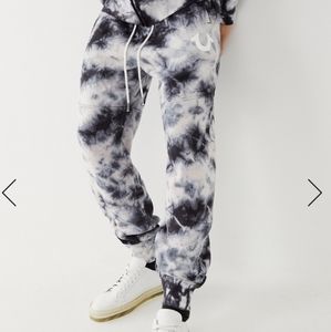 True Religion mens tie dye black/gray pants